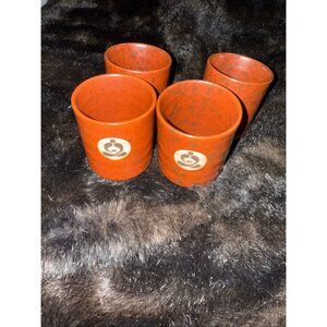 Teavana Japanese Fine Porcelain Tea Cups~ Brick Red~ Set of 4 ~‎ Japan~ 3.5" ~